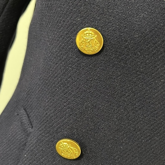 J Crew Stadium Cloth by Nello Gori Wool Blend Classic Pea Coat Navy Blue Sz 0 - Picture 6 of 13